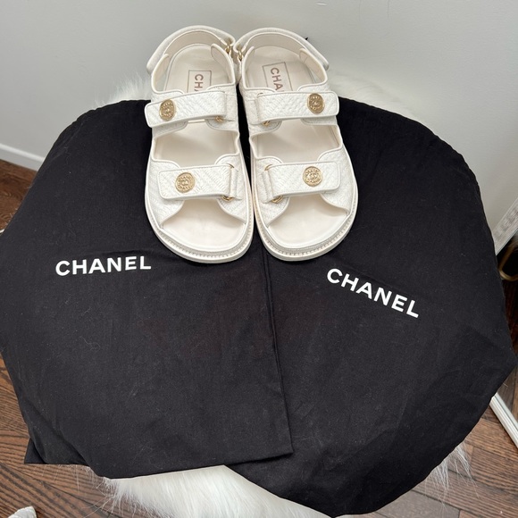 Chanel Dad Sandals white size 38 - Picture 9 of 11